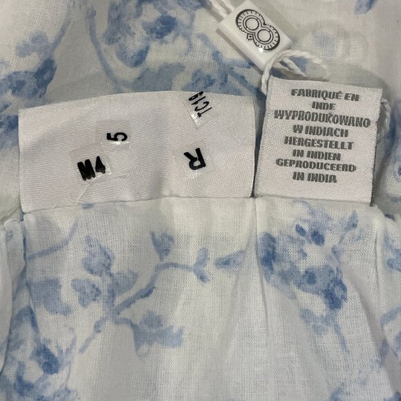 NWT, CAROLINE CONSTAS 2 Piece Cami/Shorts Woven Pajama Set, White/Blue - S - Picture 13 of 15